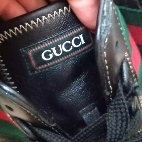 GUCCI GUCCISSIMA LEATHER SNEAKERS BLACK & RED 39 - Picture 3 of 16